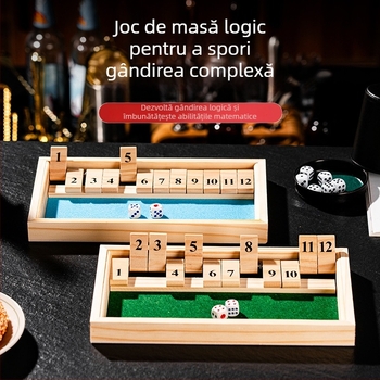 Joc de cărți din lemn, dublu față – joc de masă interactiv, din lemn de pin, stimulează coordonarea mână-ochi și dezvoltarea intelectuală pentru 7–14 ani.