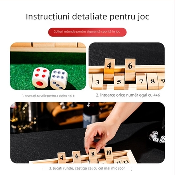 Joc de cărți din lemn, dublu față – joc de masă interactiv, din lemn de pin, stimulează coordonarea mână-ochi și dezvoltarea intelectuală pentru 7–14 ani.