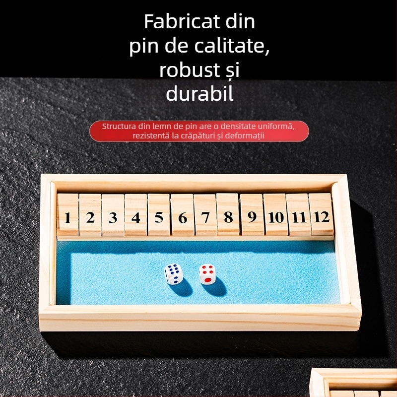 Joc de cărți din lemn, dublu față – joc de masă interactiv, din lemn de pin, stimulează coordonarea mână-ochi și dezvoltarea intelectuală pentru 7–14 ani.