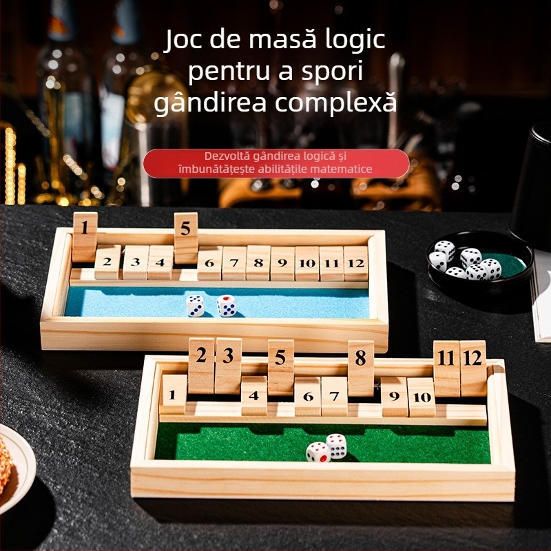Joc de cărți din lemn, dublu față – joc de masă interactiv, din lemn de pin, stimulează coordonarea mână-ochi și dezvoltarea intelectuală pentru 7–14 ani.