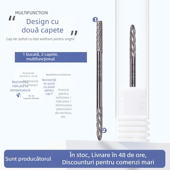Cap de lustruire unghii cu două capete din oțel wolfram, pentru îndepărtarea lacului și lustruirea suprafețelor, 5,8 g