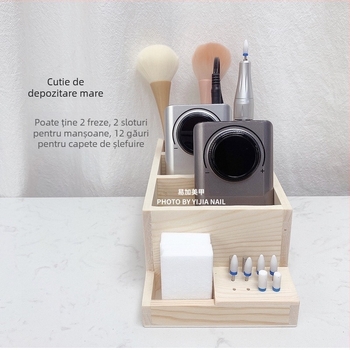 Cutie de depozitare pentru unghii, organizator cu două niveluri pentru instrumente de manichiură