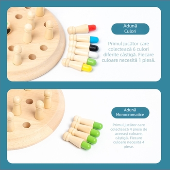Șah de memorie din lemn pentru copii – joc de masă educațional, puzzle, pentru 4–6 ani