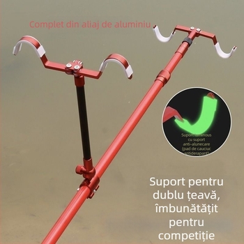 Suport pentru undițe din aliaj de aluminiu, pentru două undițe, două capete, agățare din spate, model Fort