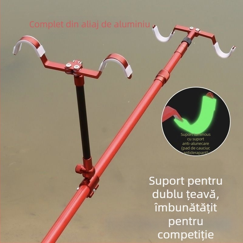 Suport pentru undițe din aliaj de aluminiu, pentru două undițe, două capete, agățare din spate, model Fort