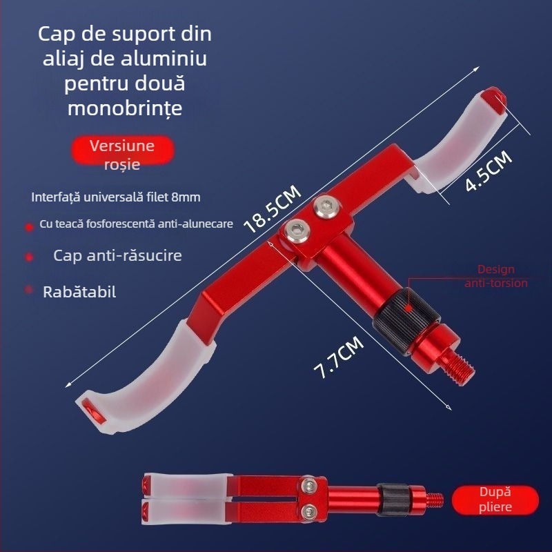 Suport pentru undițe din aliaj de aluminiu, pentru două undițe, două capete, agățare din spate, model Fort
