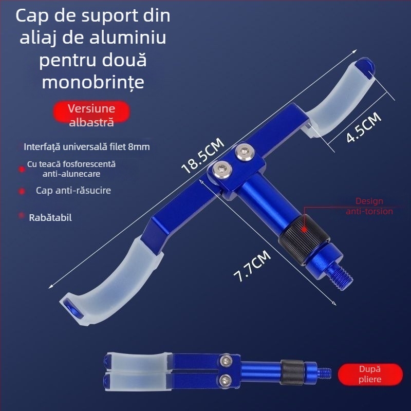 Suport pentru undițe din aliaj de aluminiu, pentru două undițe, două capete, agățare din spate, model Fort