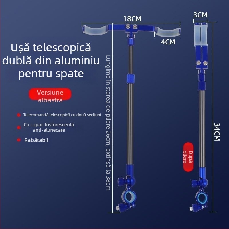 Suport pentru undițe din aliaj de aluminiu, pentru două undițe, două capete, agățare din spate, model Fort