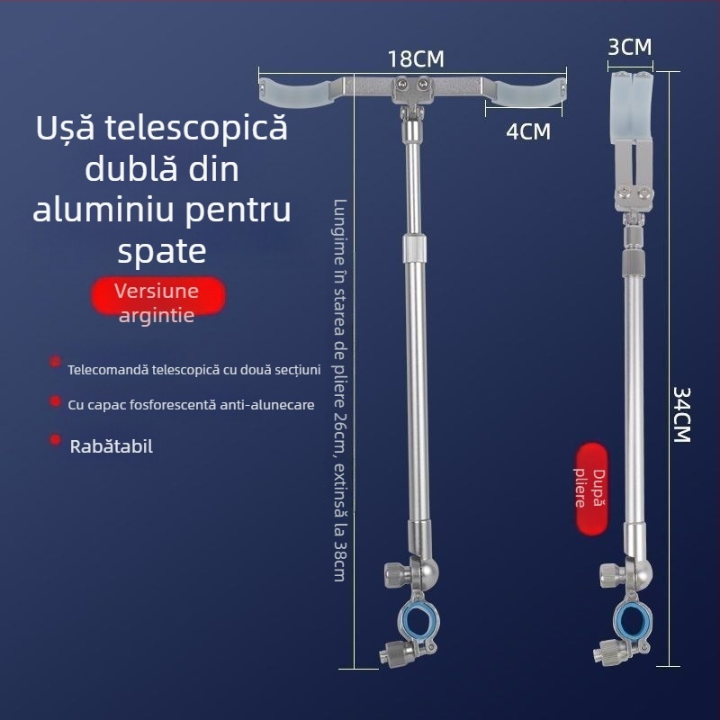 Suport pentru undițe din aliaj de aluminiu, pentru două undițe, două capete, agățare din spate, model Fort
