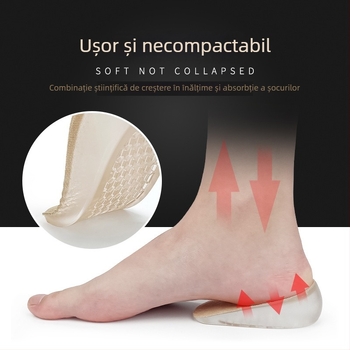 Talpă interioară din gel pentru creșterea înălțimii, cu toc ascuns – invizibil, absorbant de șocuri, pentru adidași, pantofi din piele și botine