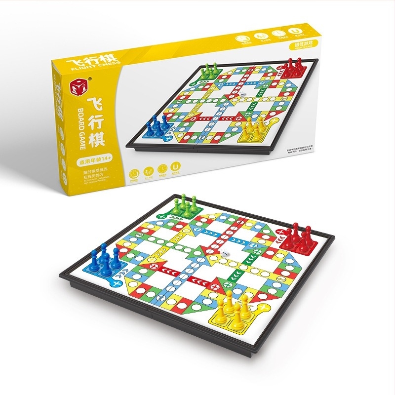 Tablă pliabilă de Ludo cu magneți – joc de masă portabil pentru copii, educațional pentru familie (material PS ecologic, magnetic, pentru acasă și școală)