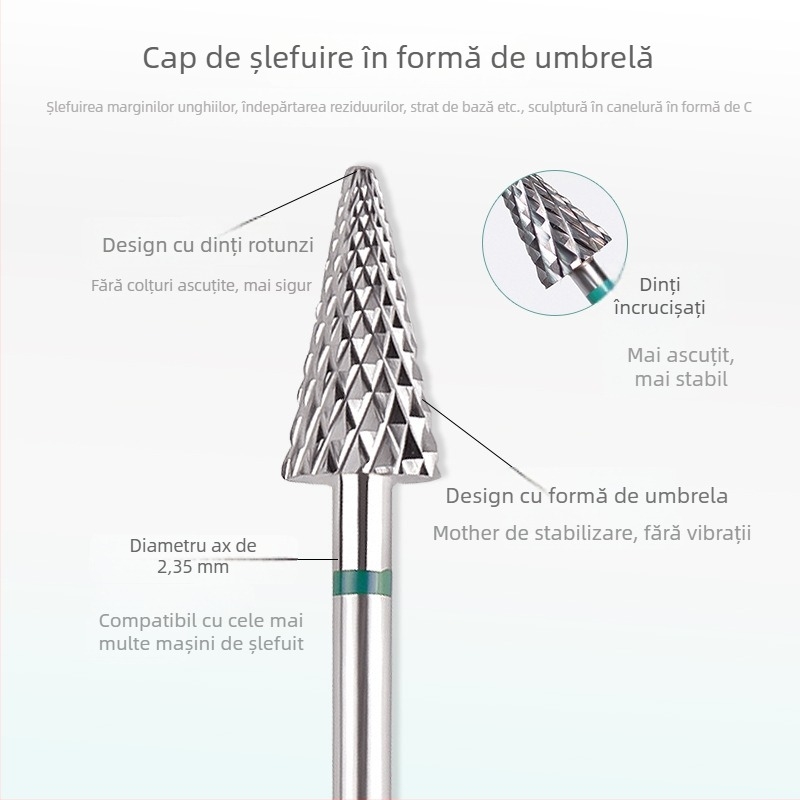 Cap de șlefuit pentru unghii, margine în formă de umbrelă, pentru îndepărtarea rapidă a lacului și manichiură, mașină de șlefuit pas-cu-pas, alianjă, universală pentru utilizare multiplă