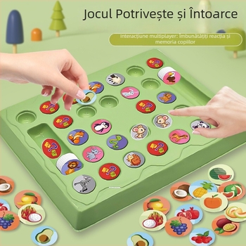 Joc pentru două persoane: Puzzle Flip Chess – Joc educațional din plastic pentru familie, dezvoltă logica și coordonarea mână-ochi