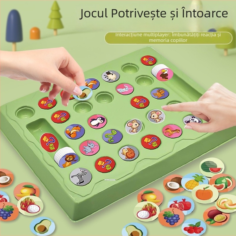 Joc pentru două persoane: Puzzle Flip Chess – Joc educațional din plastic pentru familie, dezvoltă logica și coordonarea mână-ochi