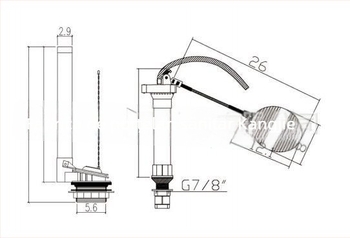 Valvă universală de spălare pentru rezervorul de toaletă, Kangjie, material PP, model KJ-527, instalare