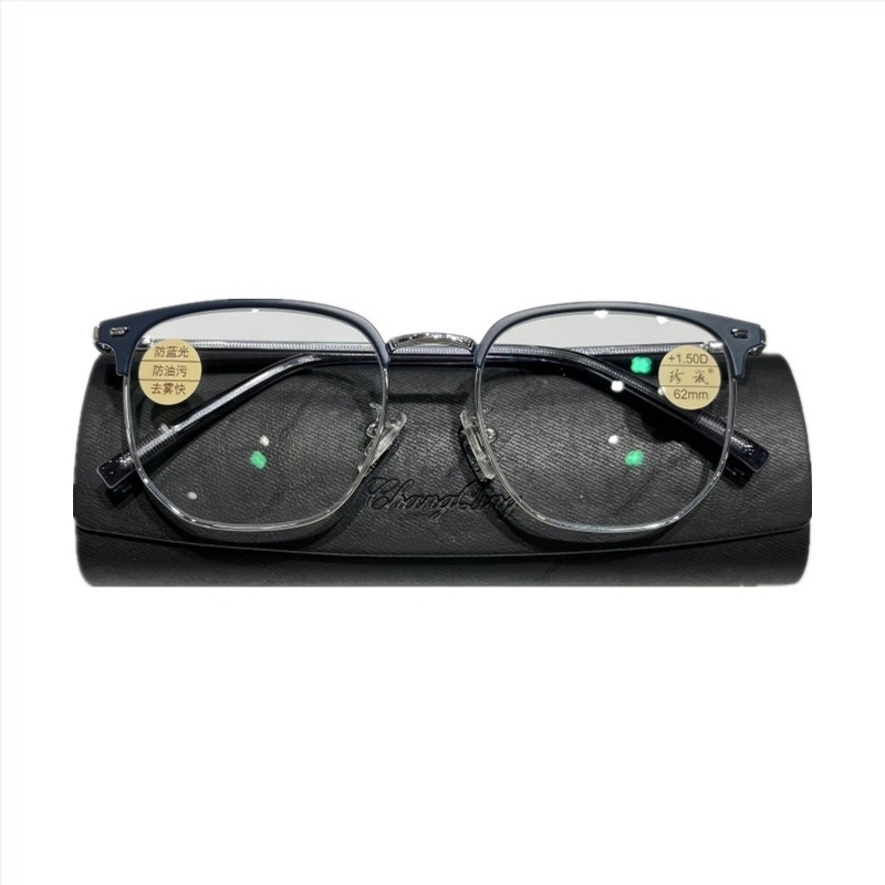 Ochelari de citit, ramă metalică retro cu cadru complet, lentile din rășină anti-lumină albastră, potriviți pentru fețe mici