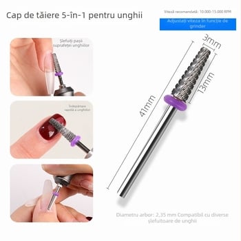 Cap de șlefuire din oțel wolfram cu pași pentru pre-tratarea pielii moarte – instrument de manichiură, burghiu pentru bormașină, polisare