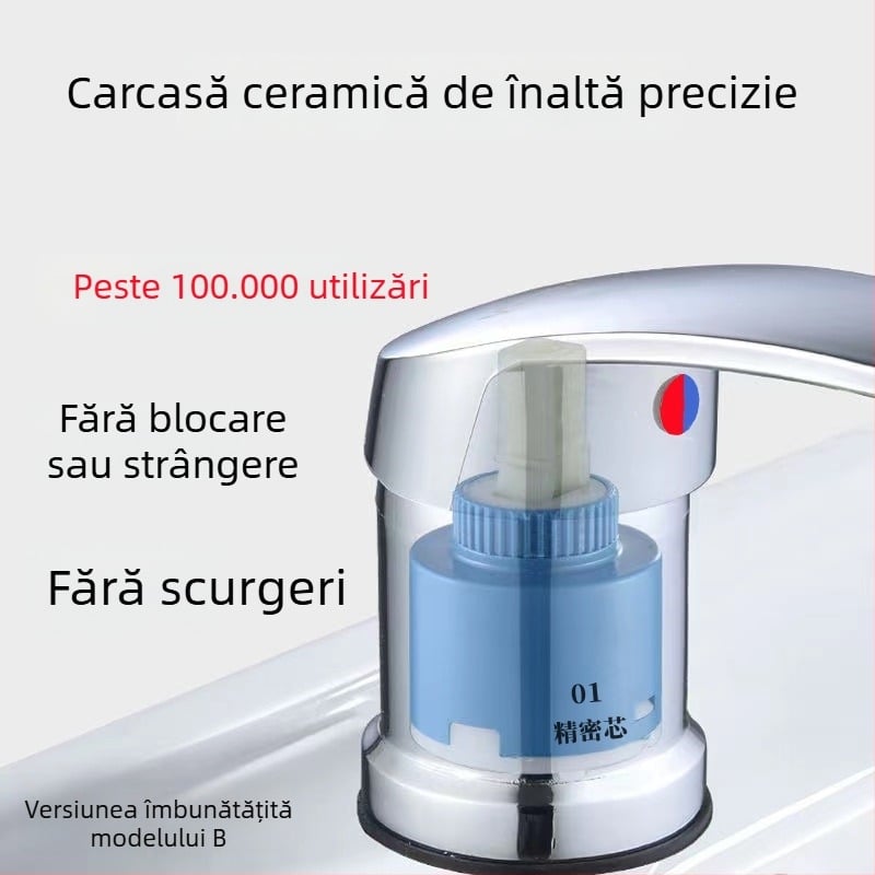 Valvă amestec apă fierbinte/rece pentru patul de spălat păr – robinet cu montaj pe birou, disc ceramic, corp din cupru, design cu o singură gaură, tip ridicare