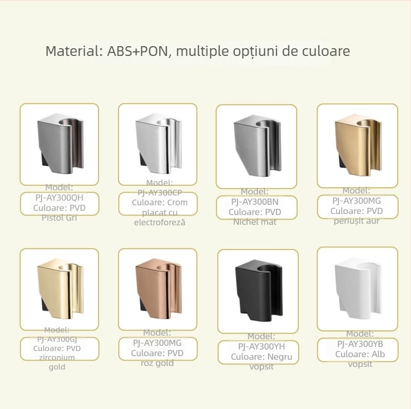 Suport fix pentru duș spray gun, ABS plastic, montaj cu șuruburi, finisaj PVD nichelat