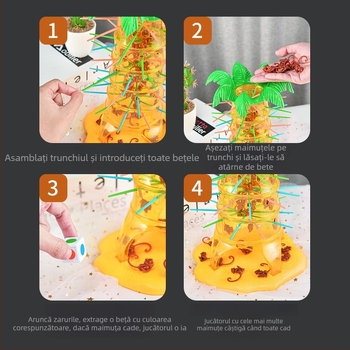 Joc de masă cu maimuțe care se cațără pe copac — jucărie educativă interactivă pentru vârste 4–14, plastic, certificat 3C, model XJBB