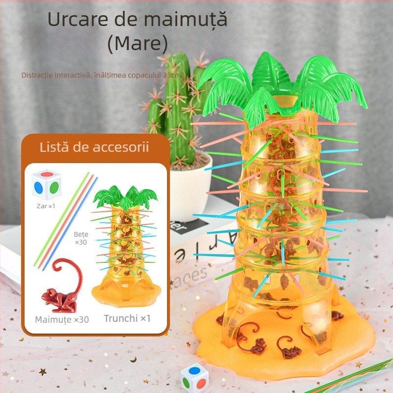 Joc de masă cu maimuțe care se cațără pe copac — jucărie educativă interactivă pentru vârste 4–14, plastic, certificat 3C, model XJBB