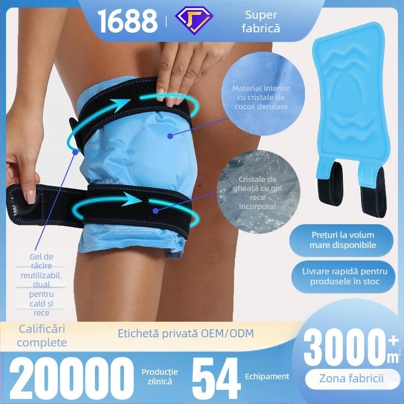 Genunchi cu gel pentru terapie rece și caldă, protecție pentru genunchi pentru sporturi în aer liber și fitness, din nylon-poliester, aspect personalizabil