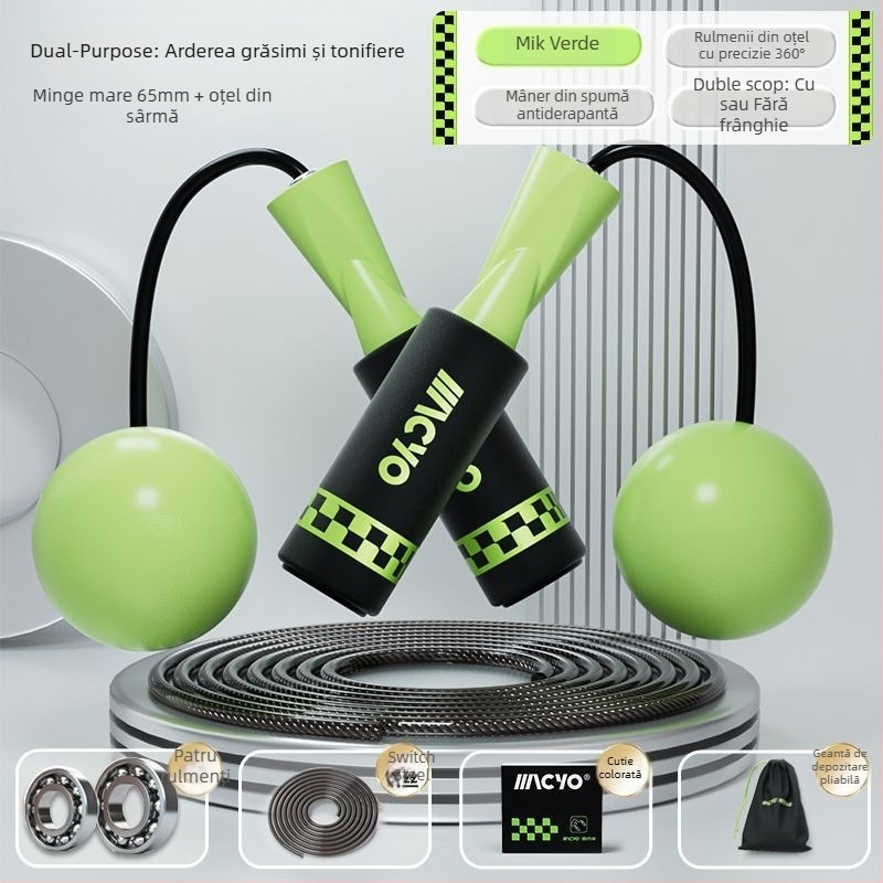 MACYO săritură fără sfoară pentru adulți, design cu minge mare, PVC; potrivit pentru fitness și sporturi școlare.