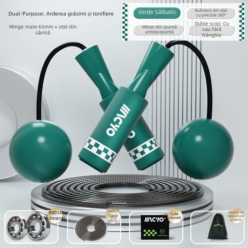 MACYO săritură fără sfoară pentru adulți, design cu minge mare, PVC; potrivit pentru fitness și sporturi școlare.