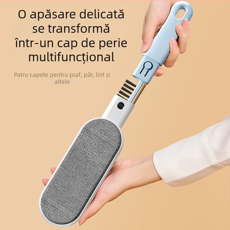 Perie electrostatică dublă pentru îndepărtarea părului de pe lenjerii și cuverturi, ideală pentru haine și paltoane din cașmir — din plastic, lansată iarna 2021.