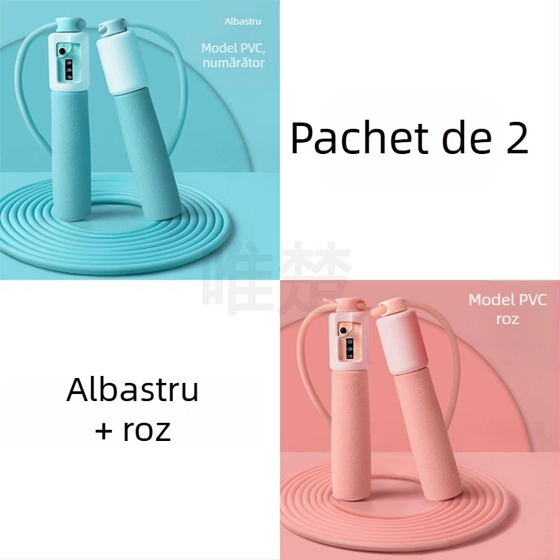 Frânghie de sărit cu numărătoare inteligentă pentru elevi, lungime reglabilă, material PVC, antrenament sportiv