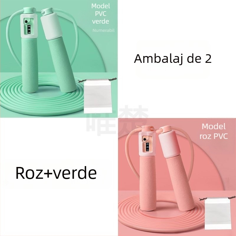 Frânghie de sărit cu numărătoare inteligentă pentru elevi, lungime reglabilă, material PVC, antrenament sportiv