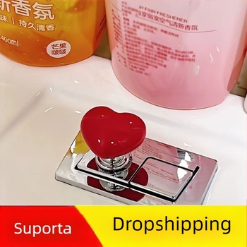 Accesoriu pentru butonul de spălare al toaletei în formă de inimă - plastic, apăsare manuală, stil lux ușor, Origine Zhejiang
