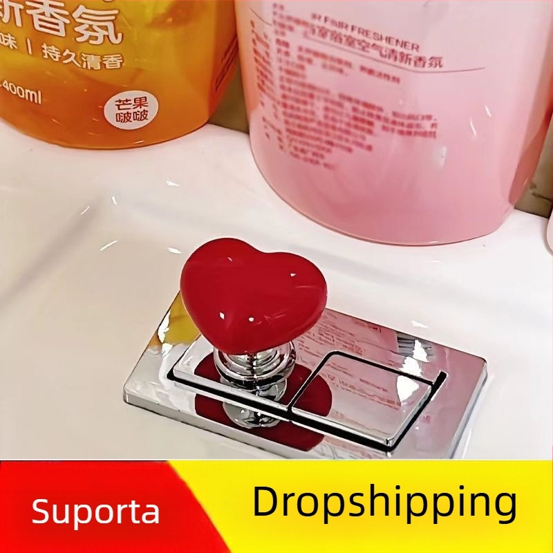 Accesoriu pentru butonul de spălare al toaletei în formă de inimă - plastic, apăsare manuală, stil lux ușor, Origine Zhejiang