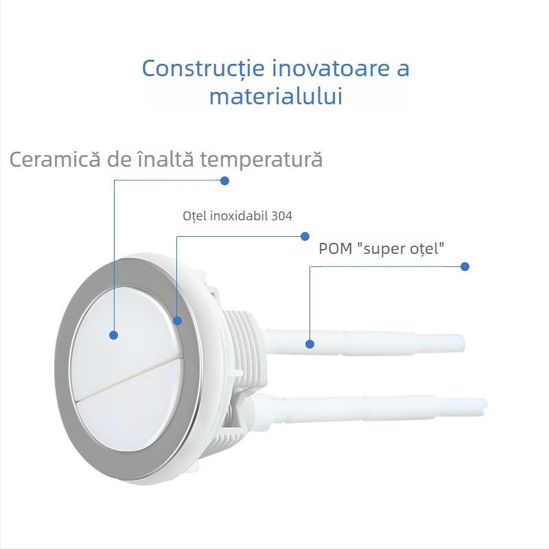 Accesorii pentru rezervorul de toaletă — universale, dublu sistem de spălare, buton ceramic pentru spălare, formă rotundă, stil modern și simplu