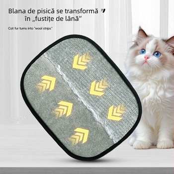 Mănuși pentru îndepărtarea părului de la animale de companie, din material textil, cu formă pătrată a pieptenului și perie bidirețională