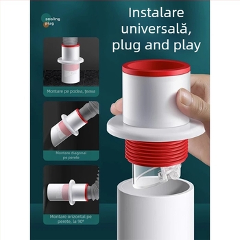 PP dop de etanșare pentru canalizare – bucătărie și baie — anti miros, protecție împotriva returului de apă, model de deodorare a conductei, universal pentru conducte