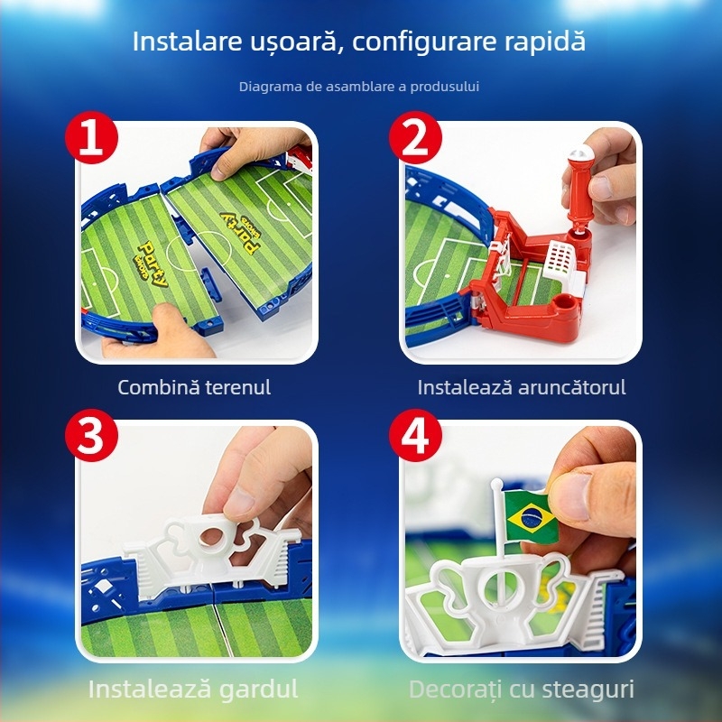 Hengyue joc de fotbal pe masă pentru doi – joc de societate cu interacțiune în familie, dezvoltă coordonarea mână-ochi, pentru copii 4–6 ani.