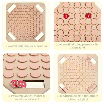 Joc de masă educativ din lemn — flip and match, învățare între părinte și copil, dezvoltă gândirea logică și coordonarea mână-ochi, jucărie interactivă (ambalaj blister), vârste 4–14 ani