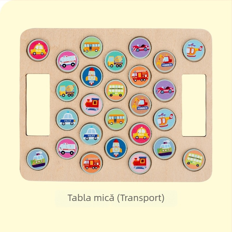 Joc de masă educativ din lemn — flip and match, învățare între părinte și copil, dezvoltă gândirea logică și coordonarea mână-ochi, jucărie interactivă (ambalaj blister), vârste 4–14 ani