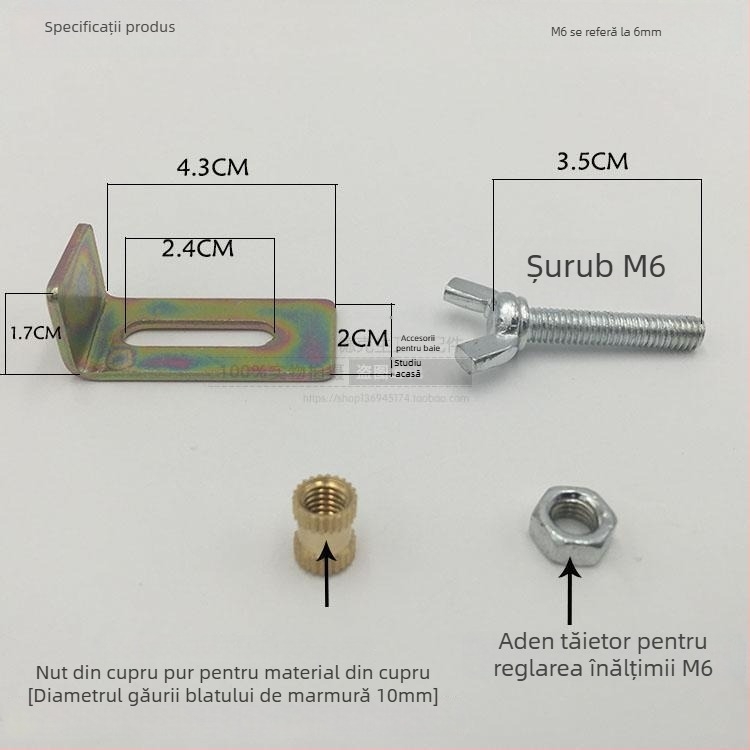 Șuruburi pentru montaj chiuvetă sub blat, aliaj zinc, montaj direct, accesorii de fixare chiuvetă, stil modern minimalist