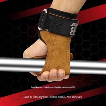 Brățară din piele pentru fitness – suport pentru tracțiuni și presa la bancă, protecție a încheieturii, 160 g/pereche (Material: piele; Părți protejate: încheietură; Categoria: Bracer; Domenii: Fitness)