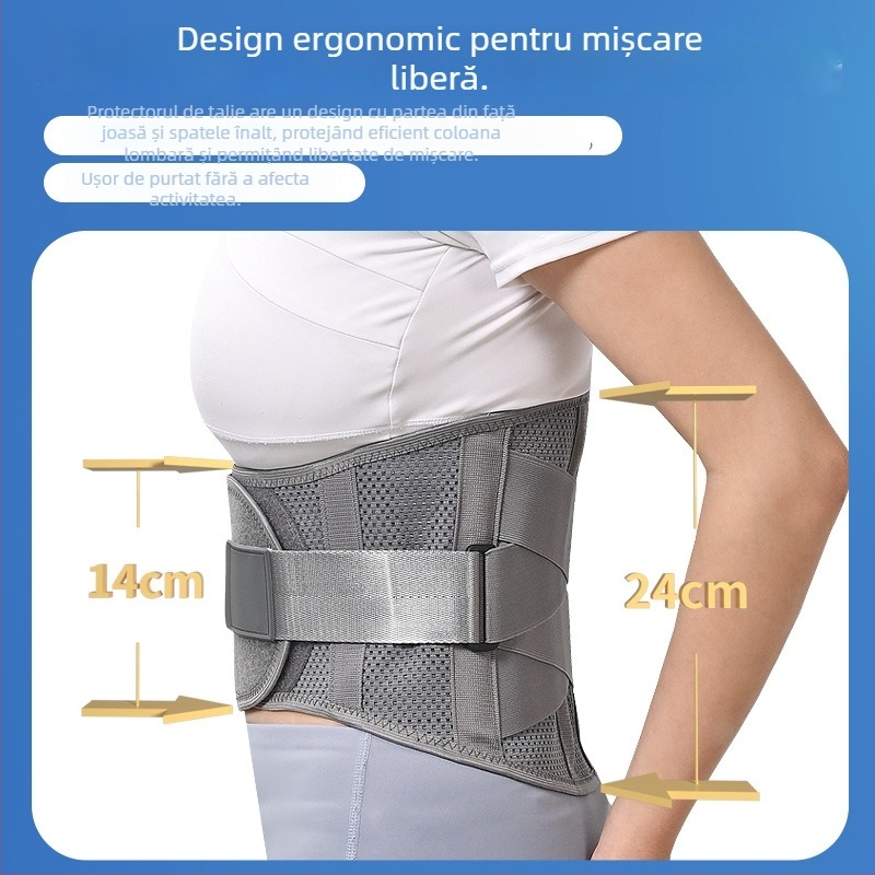 Banda de talie cu suport lombar, din poliester respirabil, pentru adulți, yoga, alergare și masaj