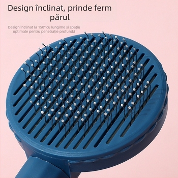 Pieptene cu ace auto-curățător pentru pisici și câini — îndepărtare a părului, masaj, plastic + oțel inoxidabil