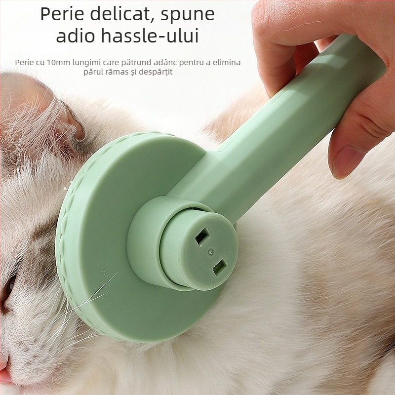 Pieptene cu ace auto-curățător pentru pisici și câini — îndepărtare a părului, masaj, plastic + oțel inoxidabil