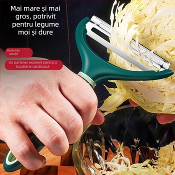 Peeler și feliator multifuncțional pentru castraveți și legume, lamă din oțel inoxidabil și mâner PP
