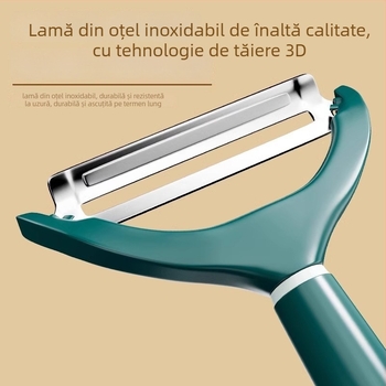 Peeler și feliator multifuncțional pentru castraveți și legume, lamă din oțel inoxidabil și mâner PP