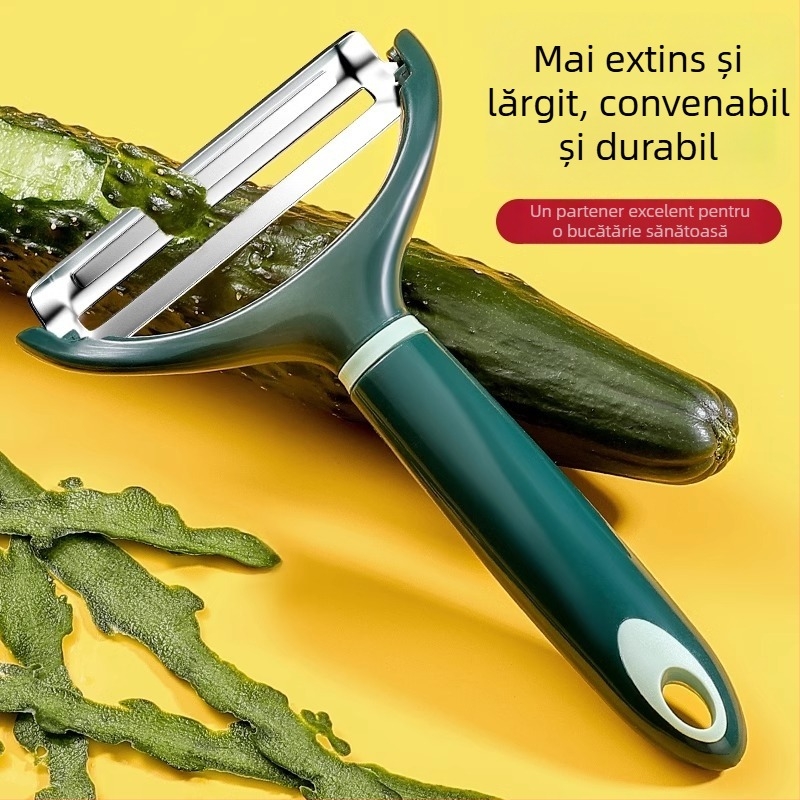Peeler și feliator multifuncțional pentru castraveți și legume, lamă din oțel inoxidabil și mâner PP