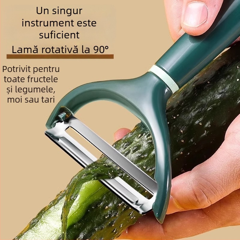 Peeler și feliator multifuncțional pentru castraveți și legume, lamă din oțel inoxidabil și mâner PP