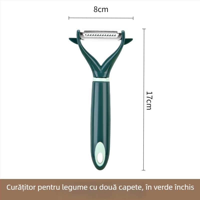 Peeler și feliator multifuncțional pentru castraveți și legume, lamă din oțel inoxidabil și mâner PP