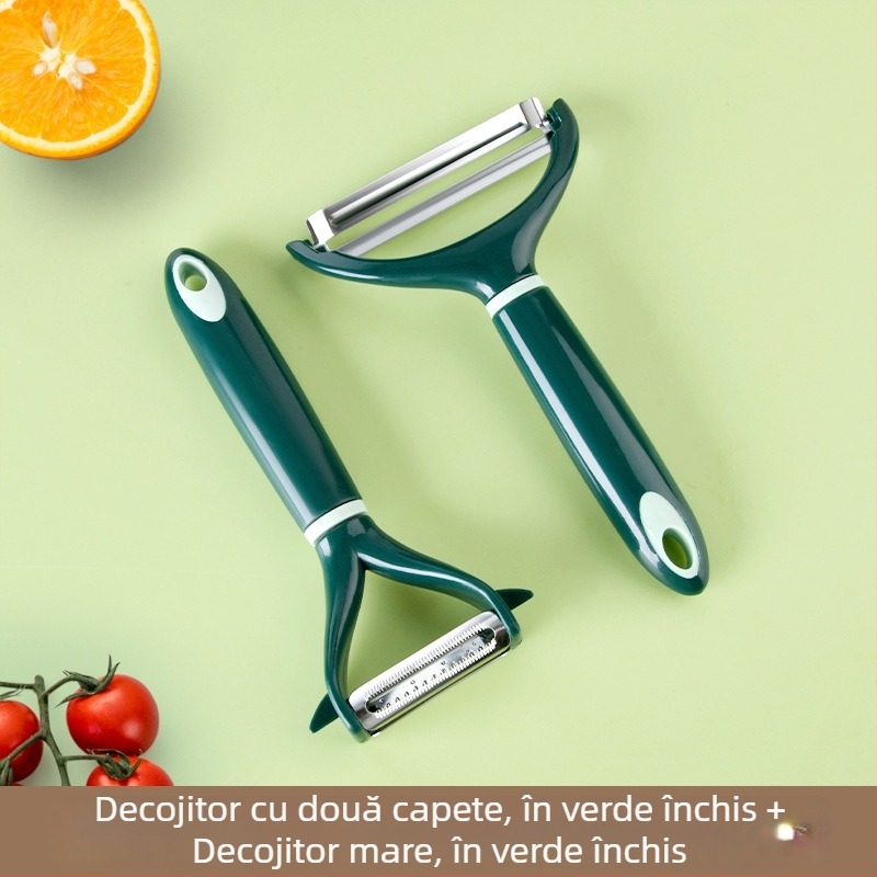 Peeler și feliator multifuncțional pentru castraveți și legume, lamă din oțel inoxidabil și mâner PP